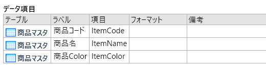 テーブル定義を参照してI/O項目を紐づけ