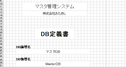 DB定義書はテーブル一覧、主キー一覧、インデックス一覧、外部キー一覧、カラムドメイン一覧